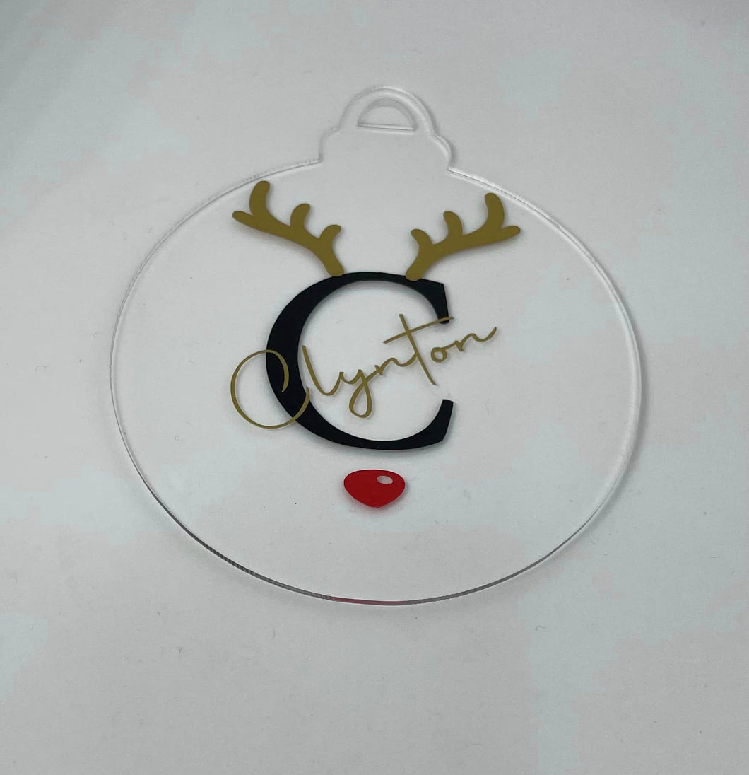 Reindeer Initial Bauble